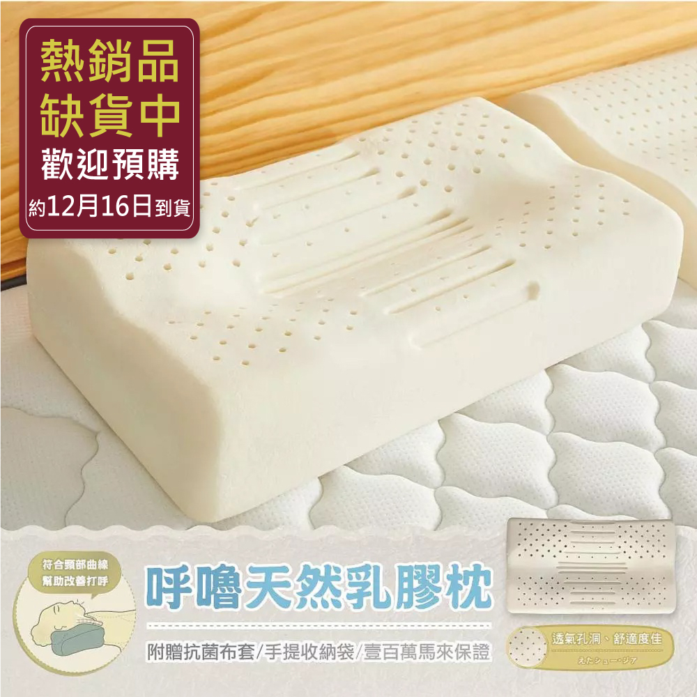 【呼嚕天然乳膠枕】‧百萬馬來天然乳膠枕頭保證