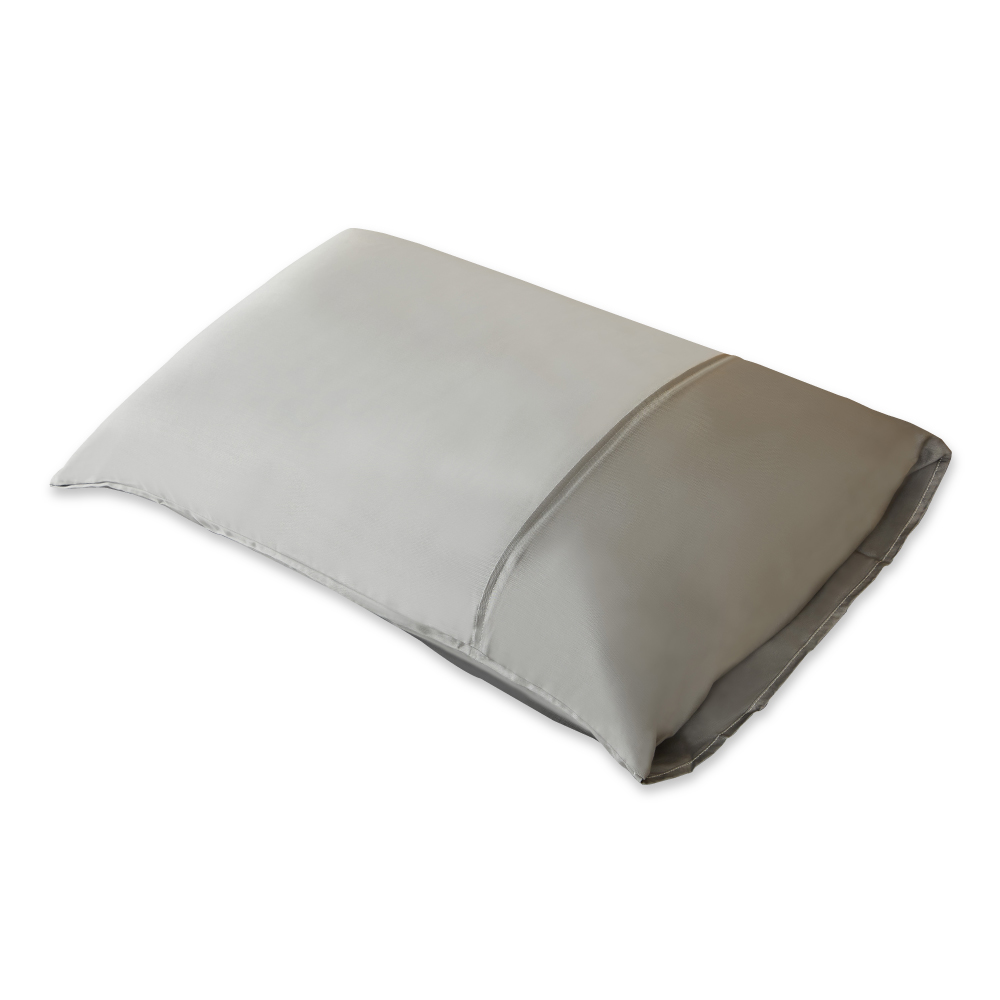 【100%天絲木質纖維】超涼感QMAX．平織布套的枕頭套-河馬灰