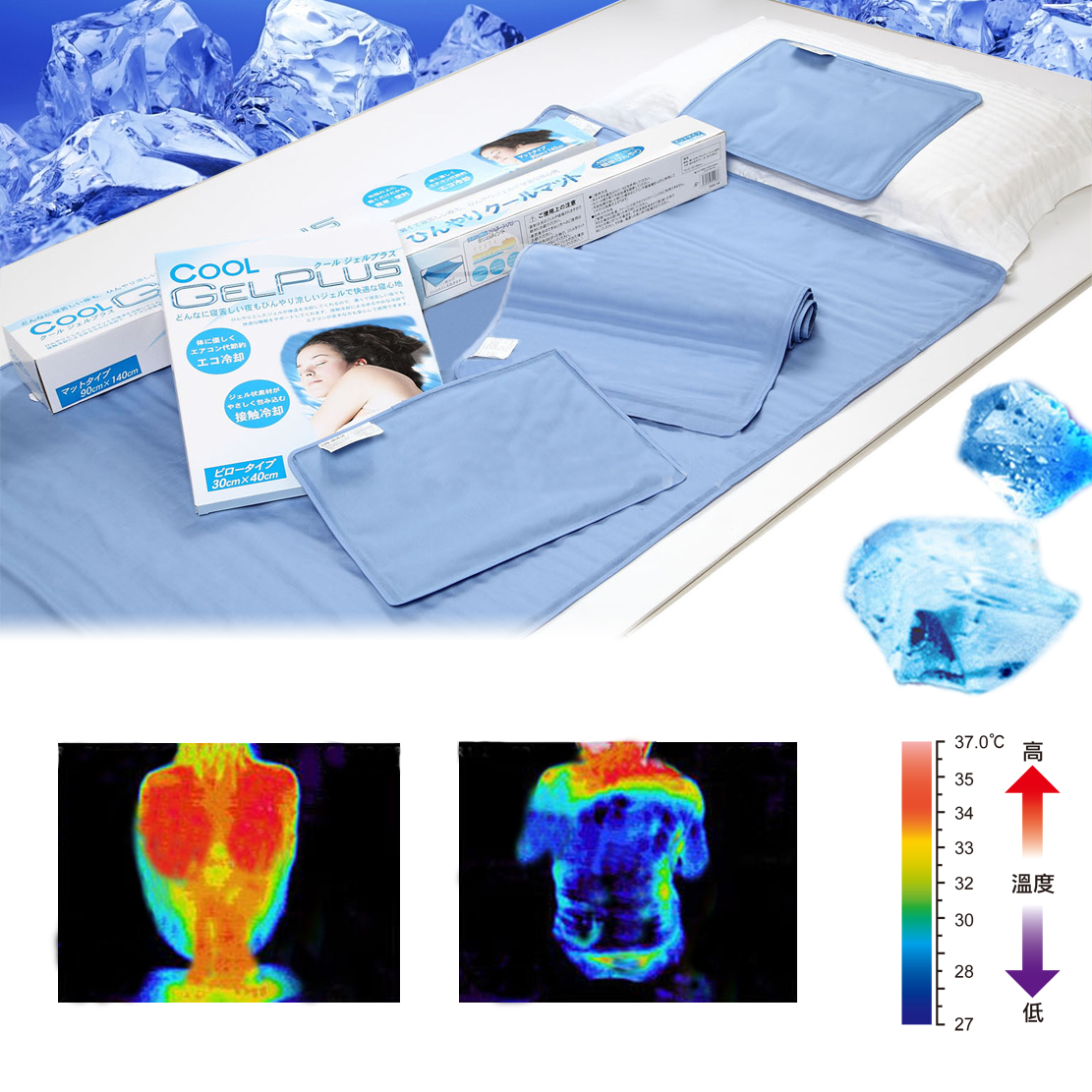 降溫涼感凝膠單人床墊一床(70*80cm)+一枕