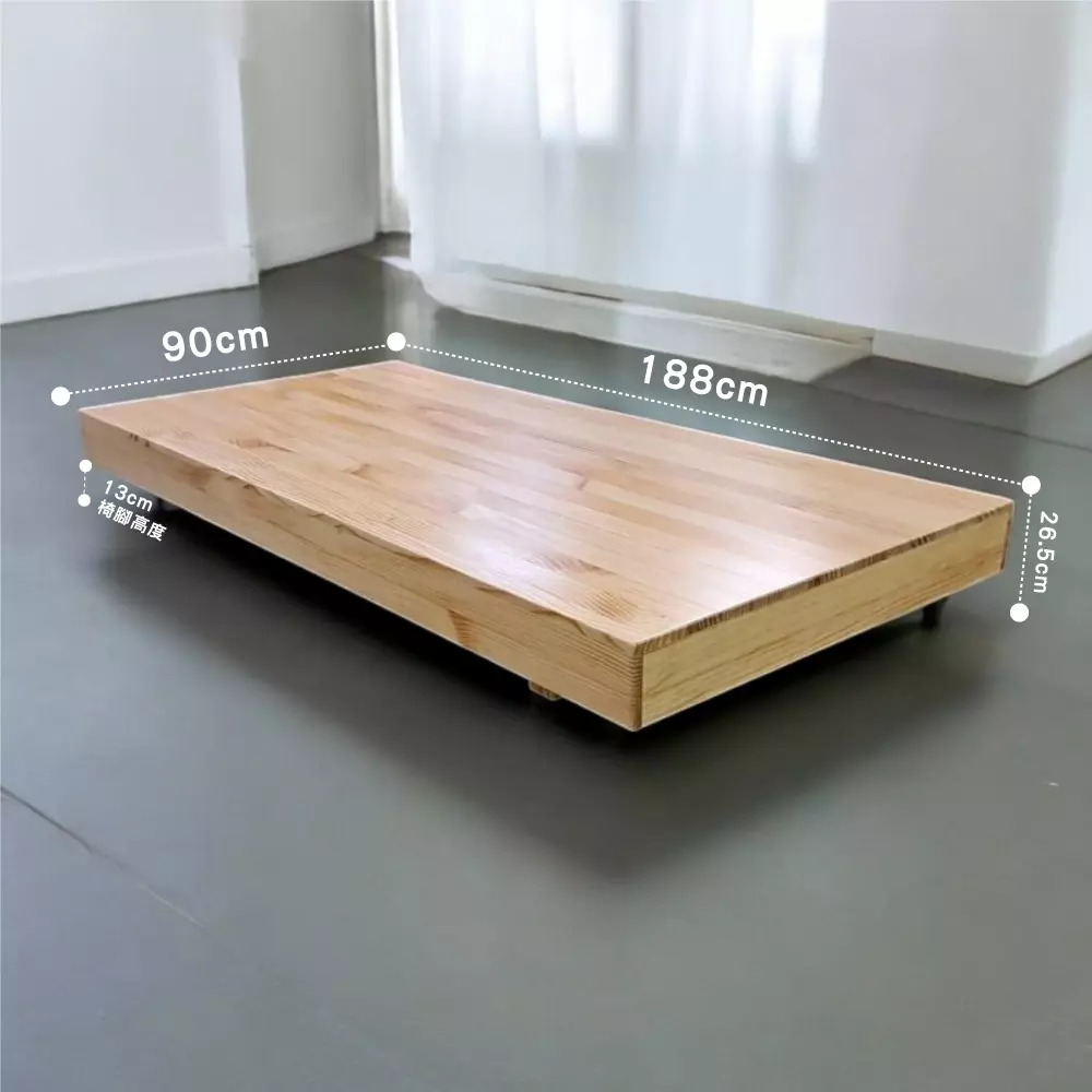 3尺單人-漫步月球全實木床架-懸浮全實木床架/漂浮全實木床底